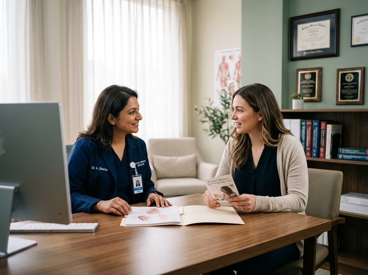 Female doctor consulting a female patient with care and empathy in a modern clinic office